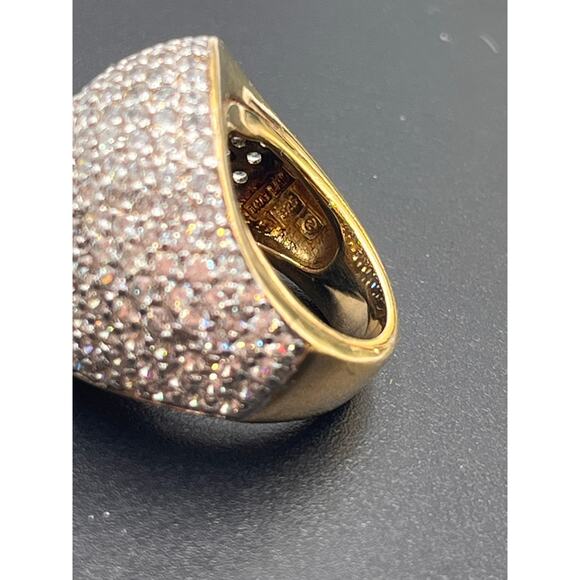 Designer Sterling Silver Vermeil Cubic Zirconia Cocktail Dome Ring Sz 6.5 - Picture 9 of 15